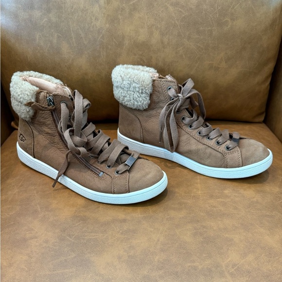 UGG Olive High Top Sneakers Chestnut Tan size 9.5 - Picture 8 of 11